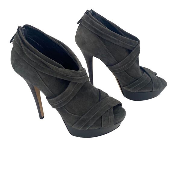 BURBERRY Peep toe Gray Suede Booties - Picture 1 of 13